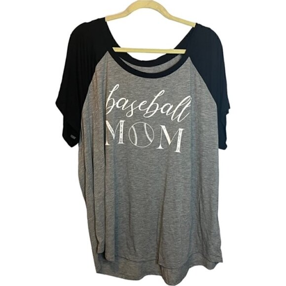 Torrid Blouse Women's 4X‎ Baseball Mom Tee Tshirt Shirt Gray - Picture 1 of 3